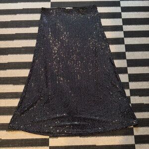 Urban Outfitters Black Sequin Maxi Skirt A-Line Cocktail